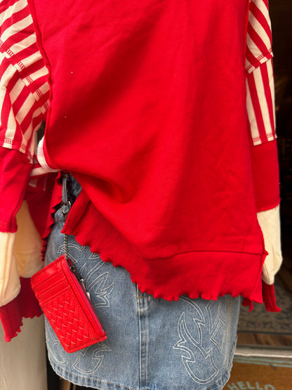 Red Striped Long sleeve Top