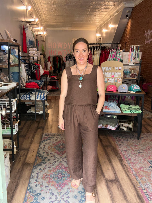 TEXTURED HIGH ELASTIC WAIST LOUNGE PANTS