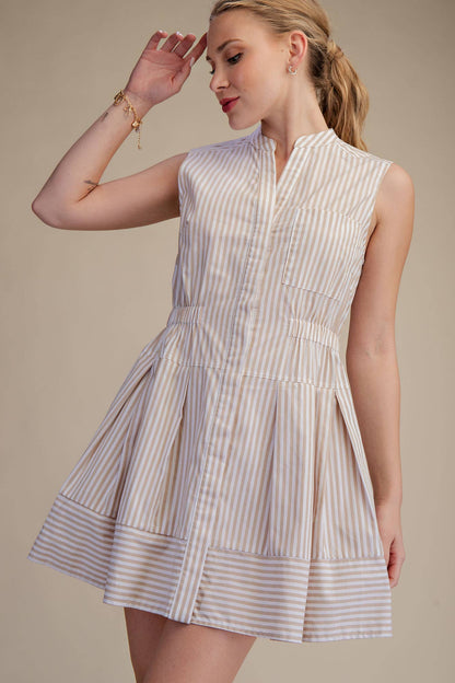 Sleeveless V-neck Fit & Flare Shirtdress