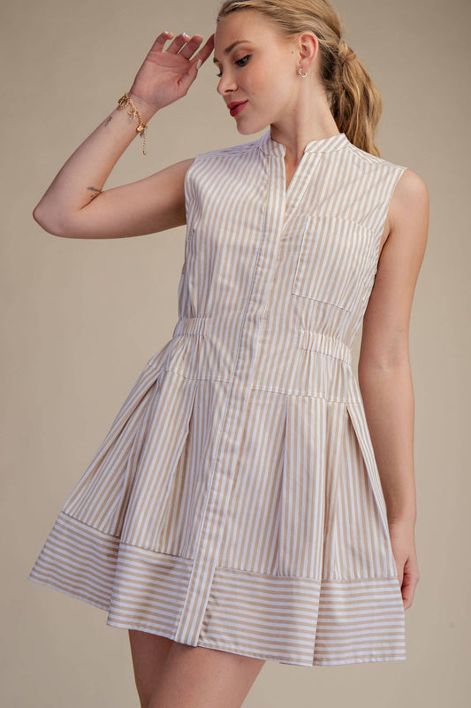 Sleeveless V-neck Fit & Flare Shirtdress