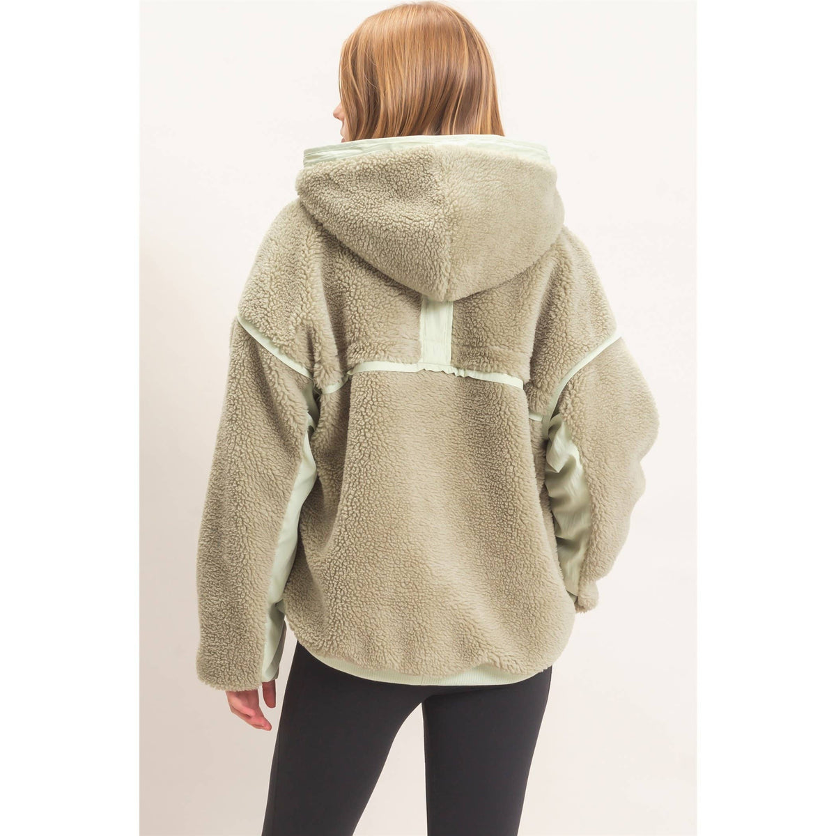 Contrast Panel Sherpa Hooded Jacket