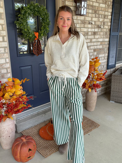 Vertical Striped Wide Leg Pants