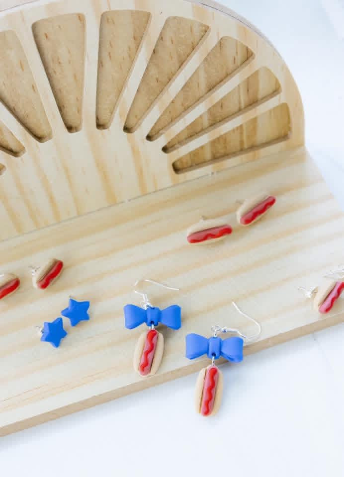 Hot Dog Clay earrings