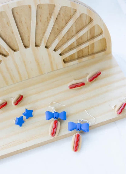 Hot Dog Clay earrings