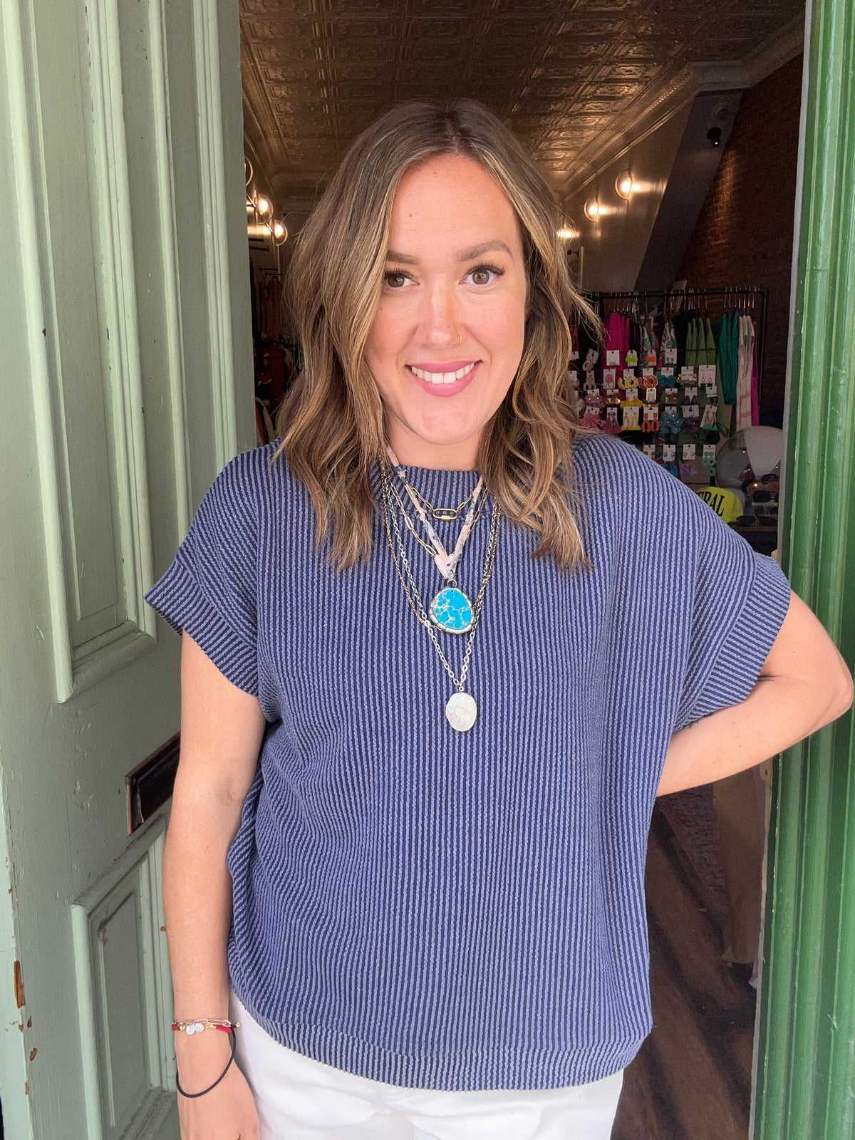 3 COLORS! Raised Rib Cap Sleeve Top