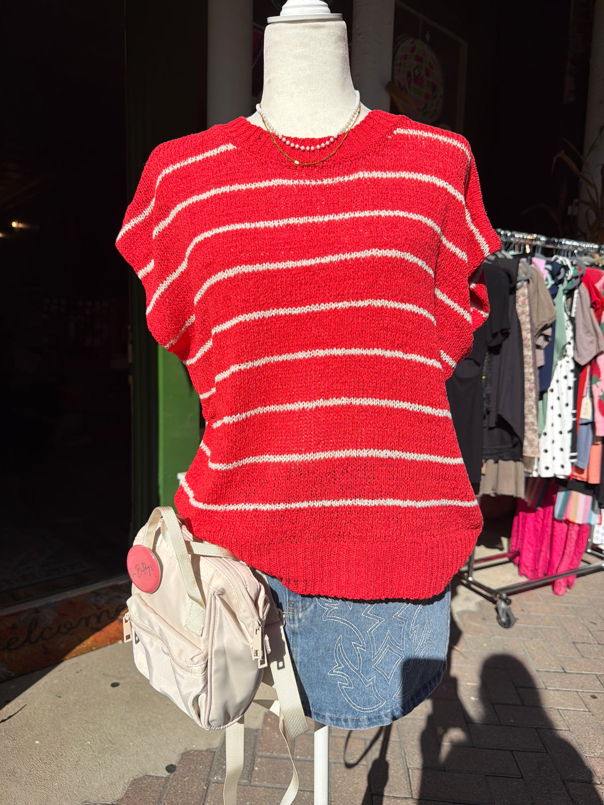 Striped Knit Sweater Vest Top