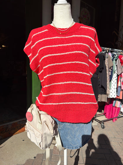 Striped Knit Sweater Vest Top