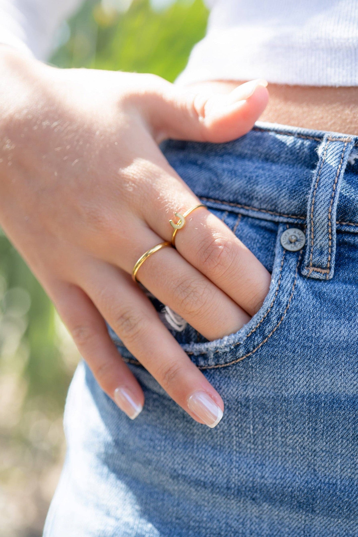 18K Gold PVD Stainless Steel Horseshoe Stacking Ring