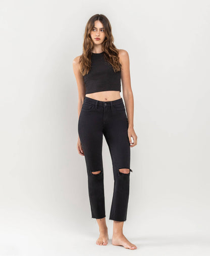HIGH RISE CROP SLIM STRAIGHT JEANS