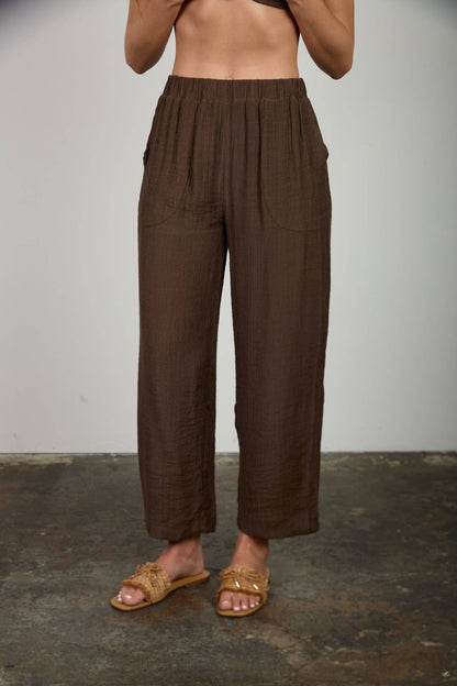 TEXTURED HIGH ELASTIC WAIST LOUNGE PANTS
