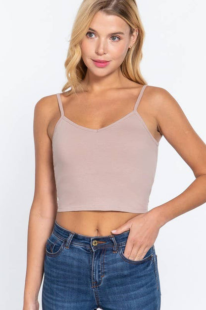 V-neck W/removable Bra Cup Cotton Spandex Cami