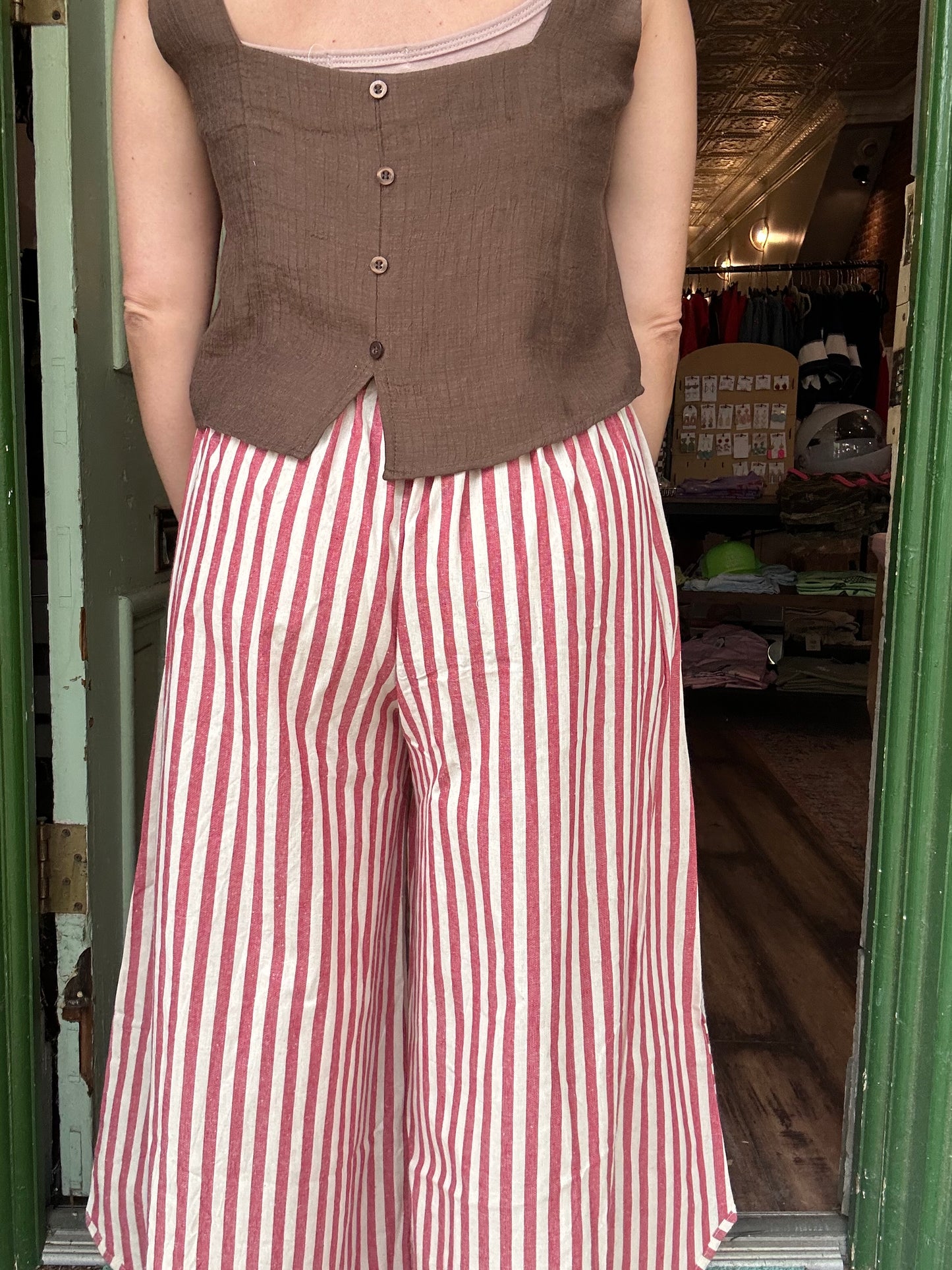 Candy stripe eyelet pants