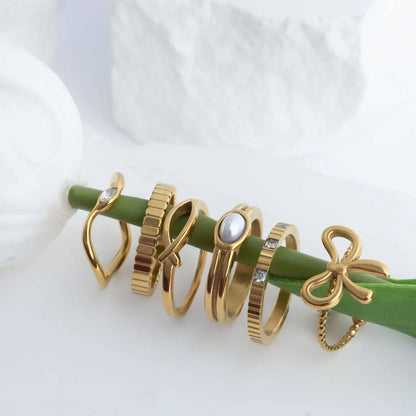 18K Gold PVD Stainless Steel Pearl Statement Ring