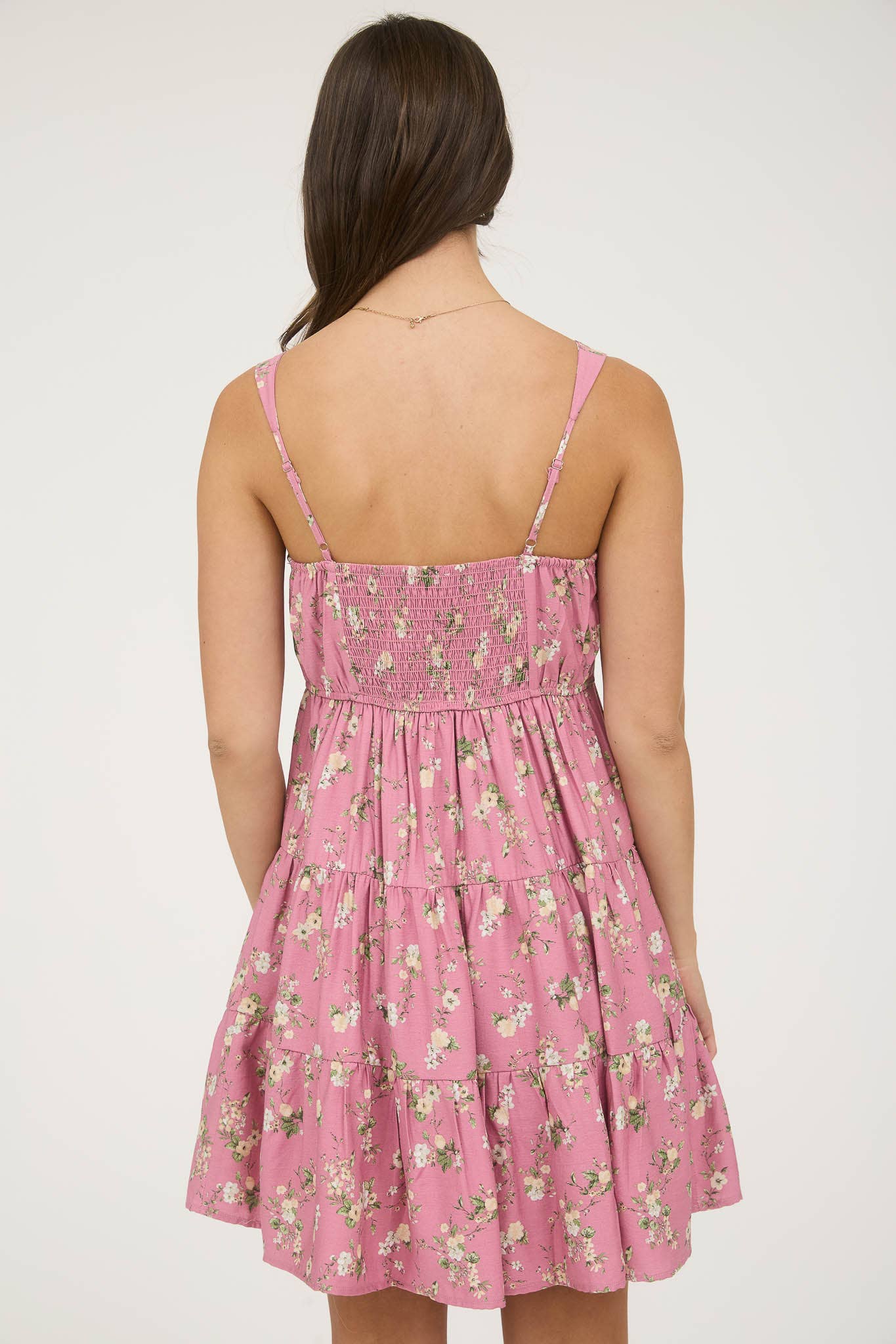 FLORAL SLEEVELESS TIERED MINI DRESS
