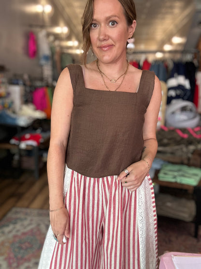 Candy stripe eyelet pants