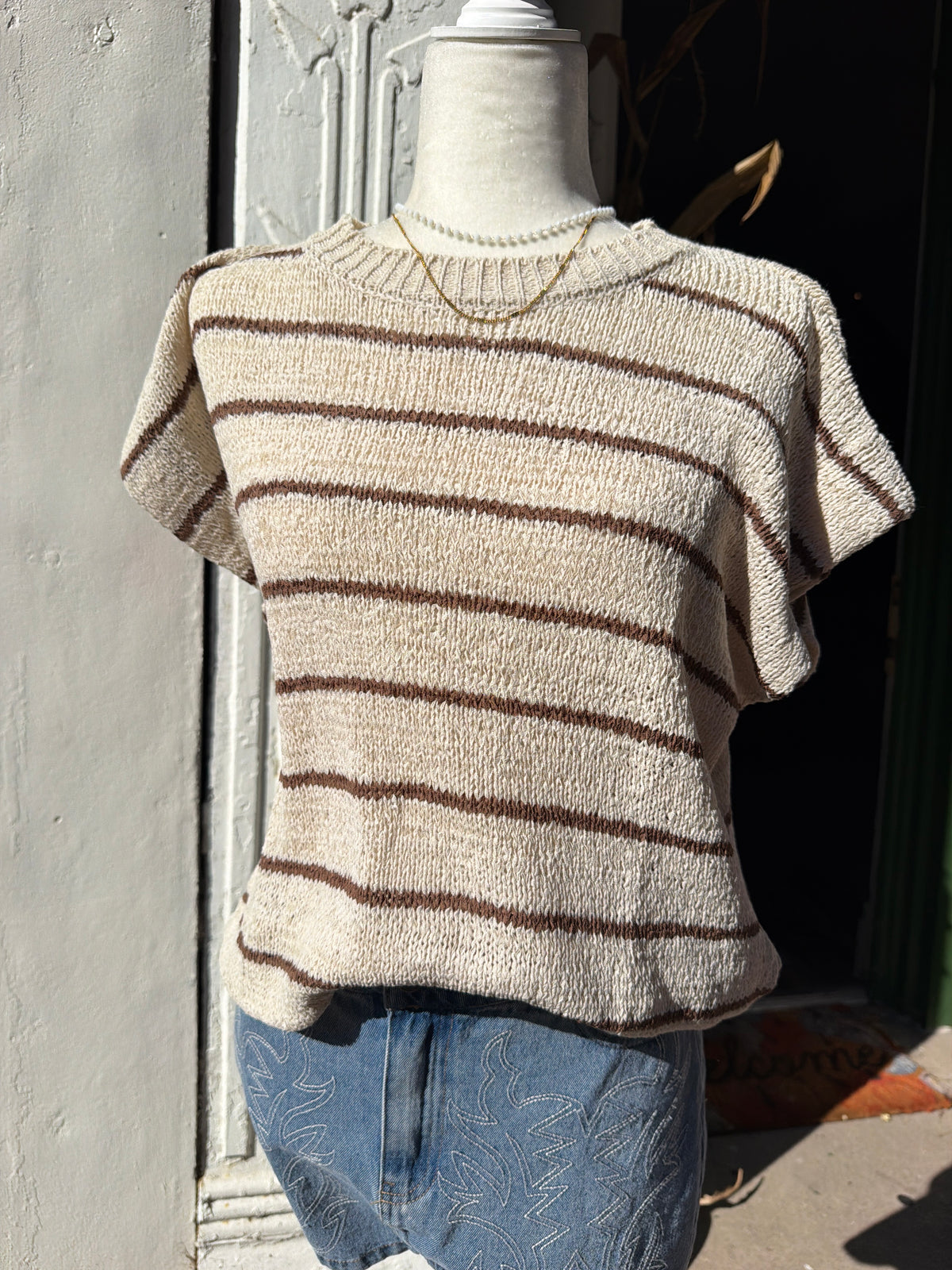 Striped Knit Sweater Vest Top
