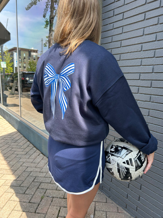 Navy Bow Back Crewneck Sweatshirt