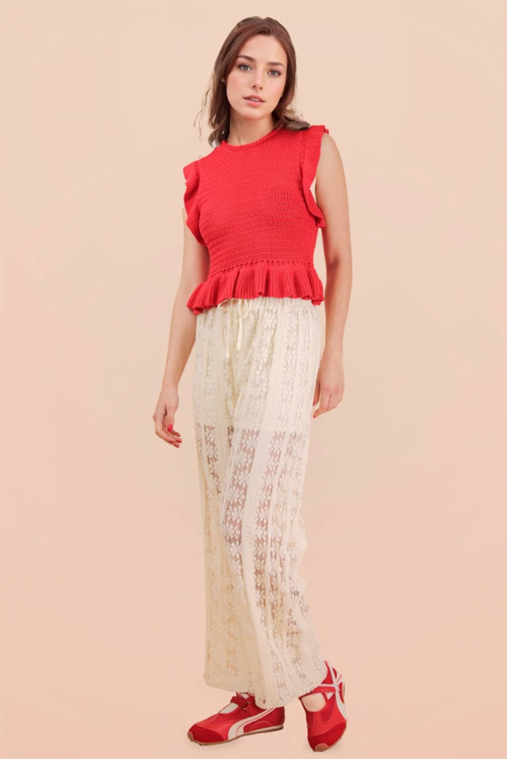 Ruffled Sweater Knit Top