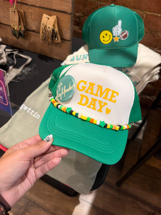 Green Beaded Game Day Hat