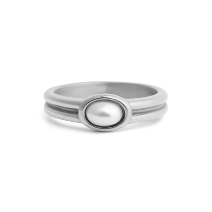 18K Gold PVD Stainless Steel Pearl Statement Ring