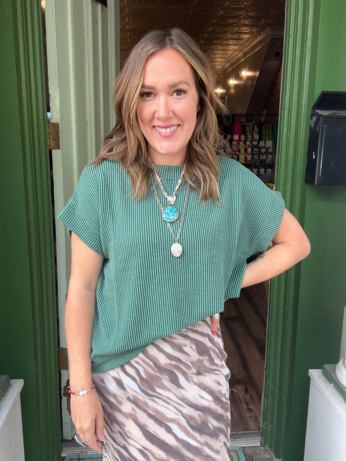 3 COLORS! Raised Rib Cap Sleeve Top