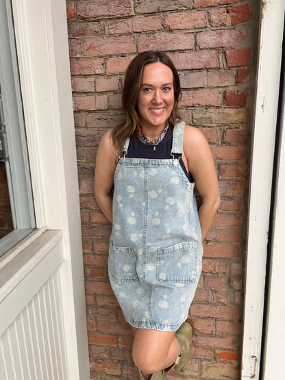 Dandelion washed overall mini dress