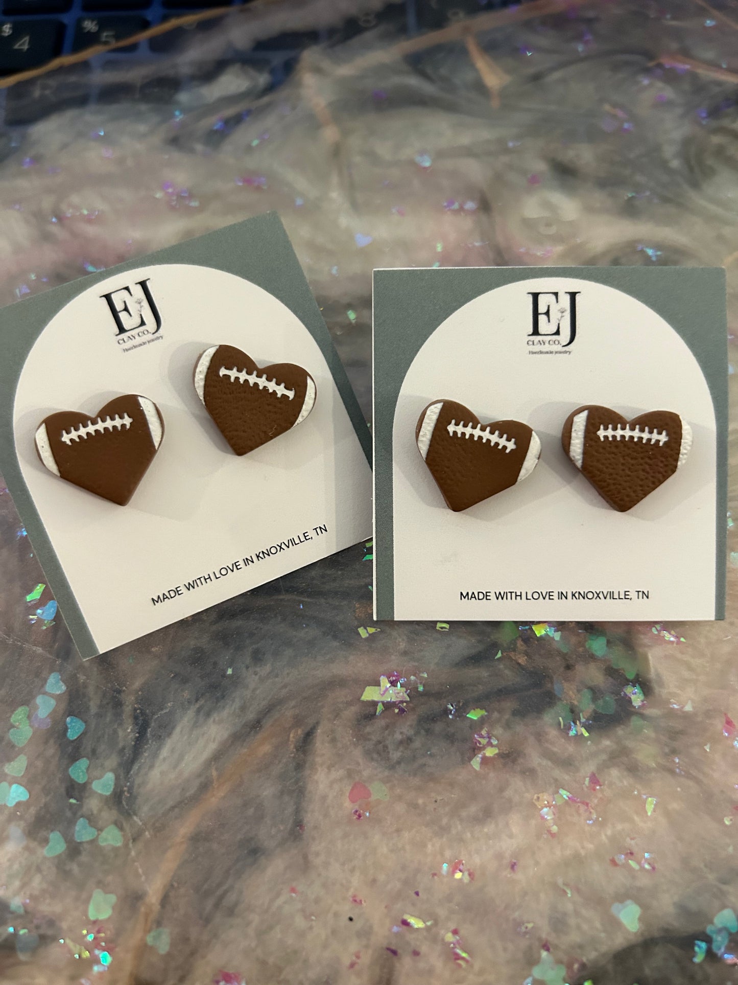 Heart football earrings 11.27