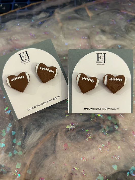 Heart football earrings 11.27