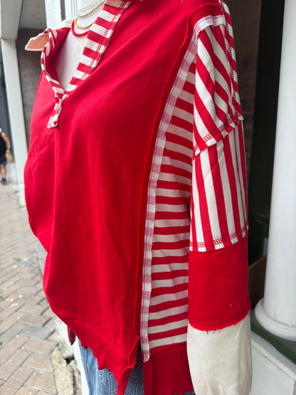 Red Striped Long sleeve Top
