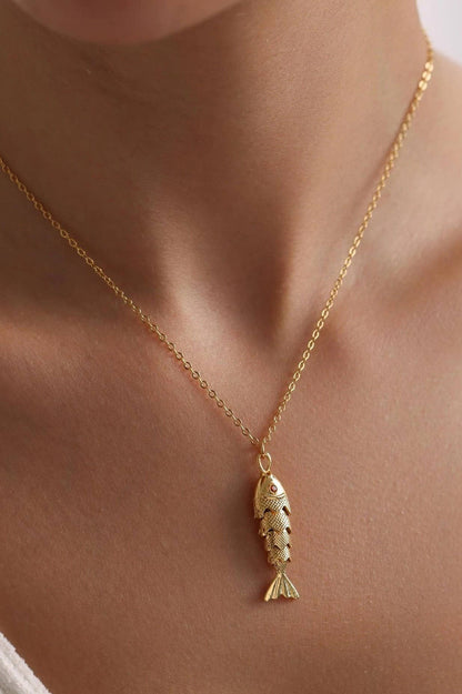 18K STAINLESS STEEL TARNISH FREE FISH NECKLACE