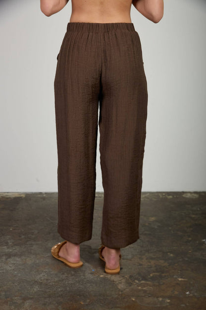 TEXTURED HIGH ELASTIC WAIST LOUNGE PANTS