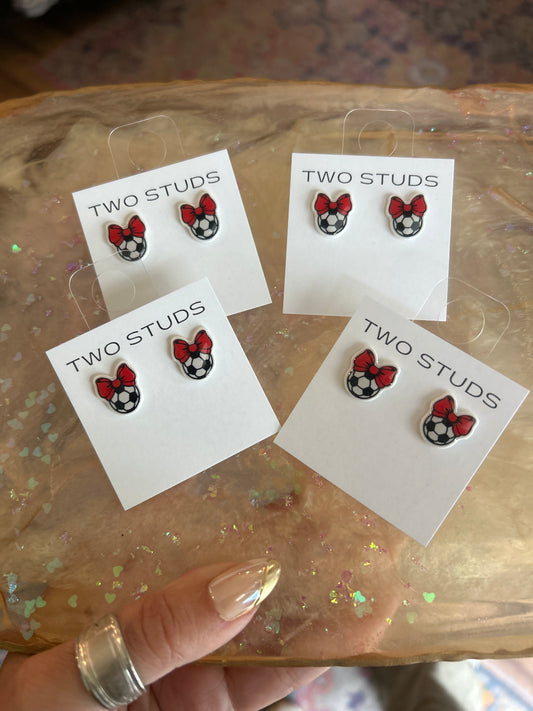 Solid red soccer bows