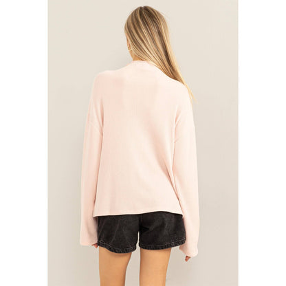 Oversized High Neck Top With Side Slit