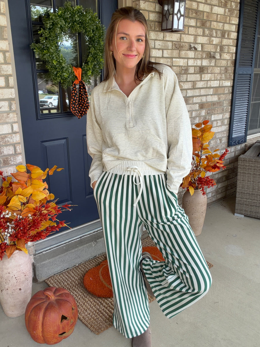 Vertical Striped Wide Leg Pants