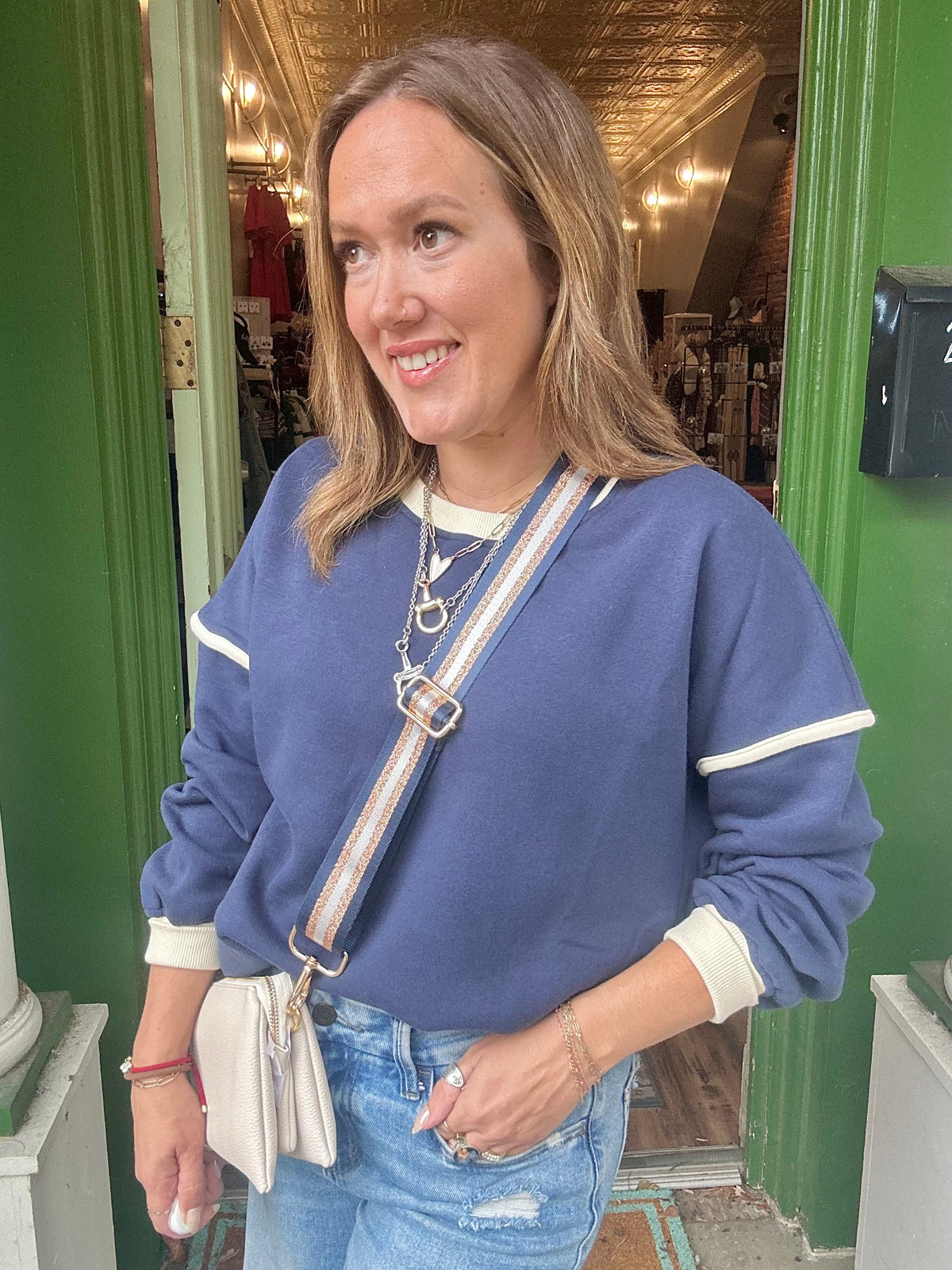 Game Day Striped Crossbody Shoulder Bag Strap