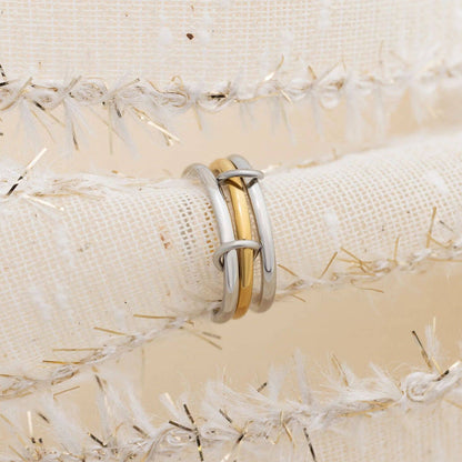 18K Gold Stainless Steel Mixed Metal Triple Intertwined Ring
