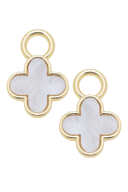 Marbled Enamel Clover Huggie Charm (Set of 2)