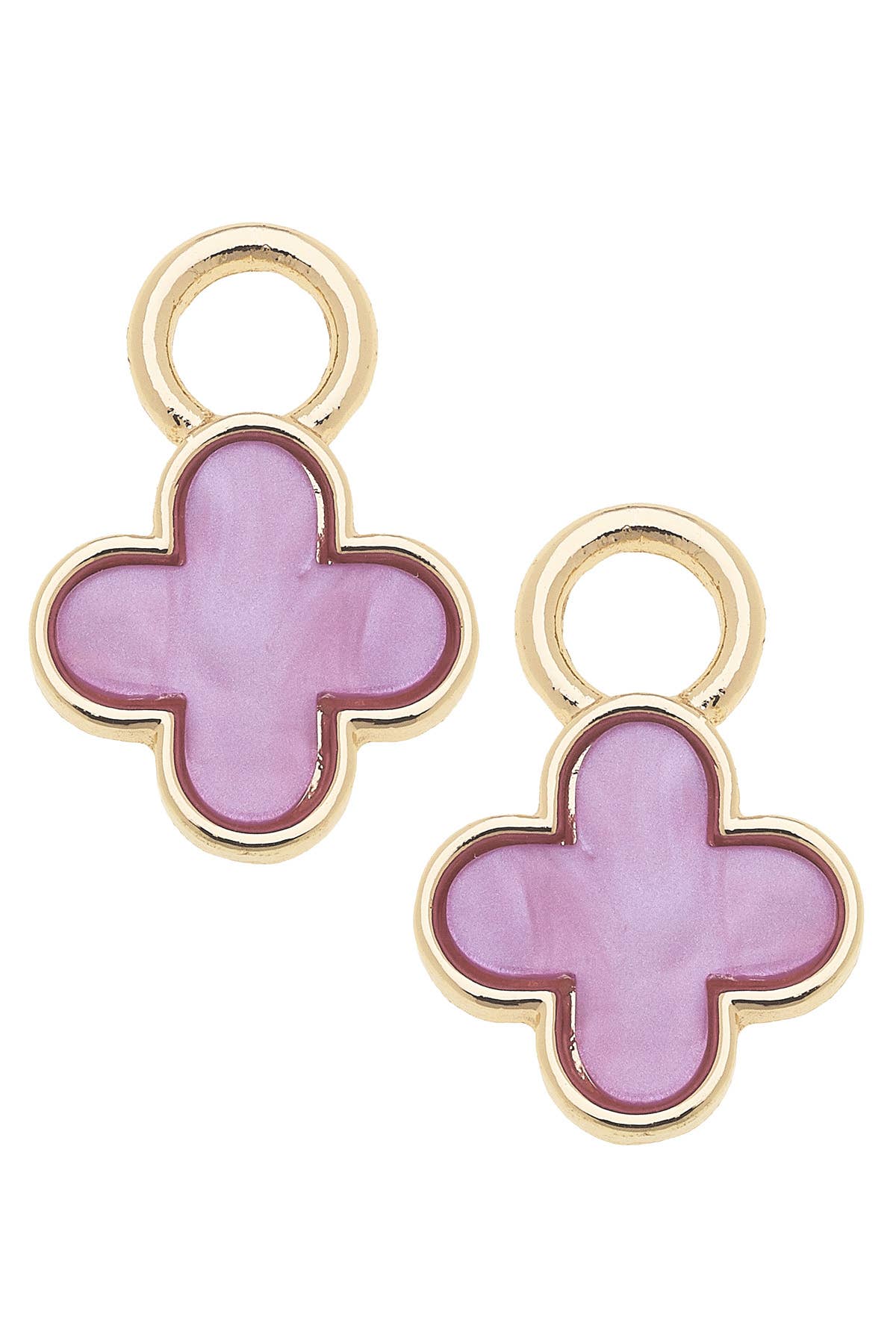 Marbled Enamel Clover Huggie Charm (Set of 2)