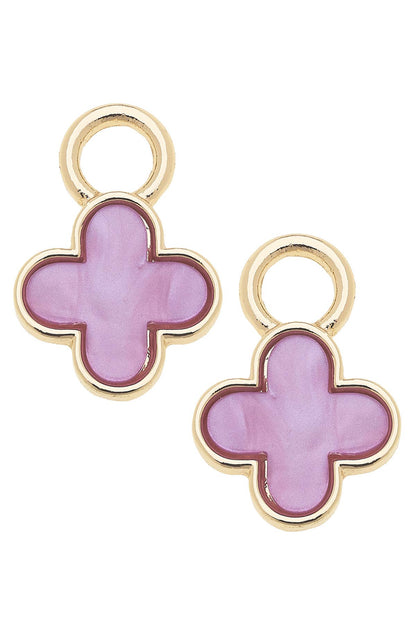 Marbled Enamel Clover Huggie Charm (Set of 2)
