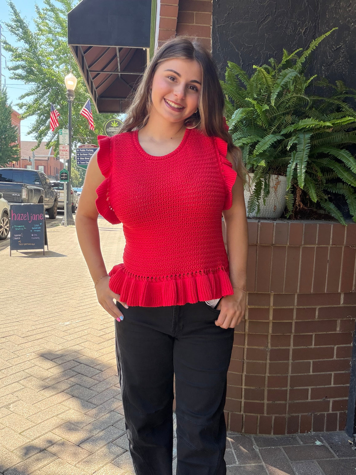 Ruffled Sweater Knit Top