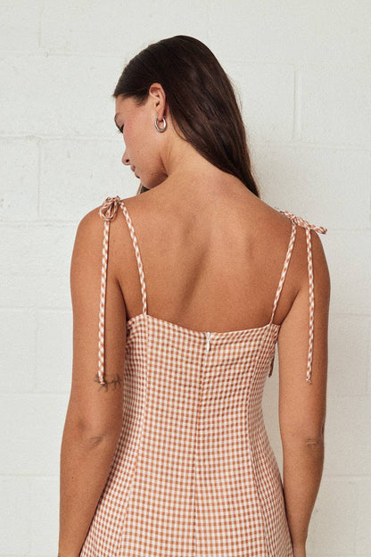 Gingham Tie Strap Mini Dress