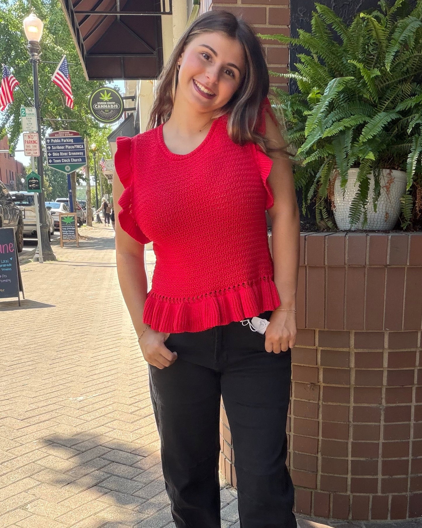 Ruffled Sweater Knit Top