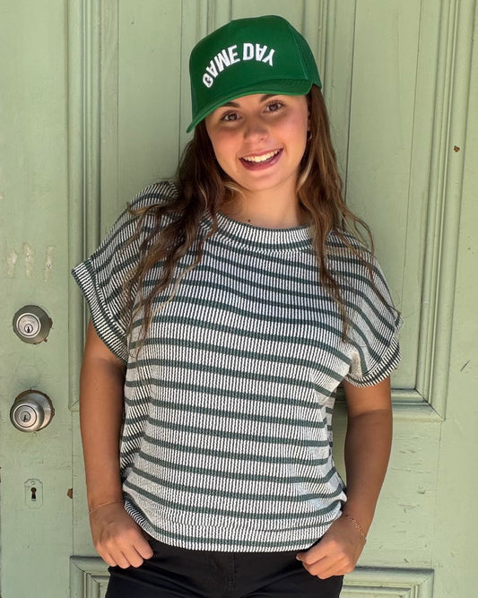 Raised rib striped top