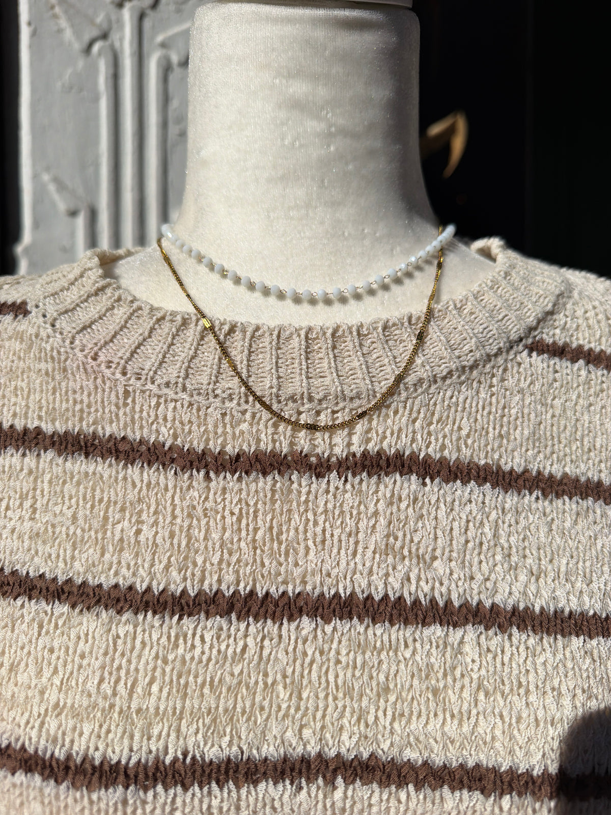 Striped Knit Sweater Vest Top