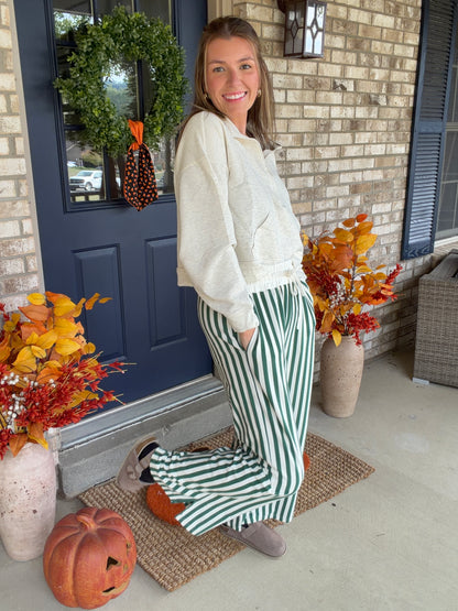Vertical Striped Wide Leg Pants