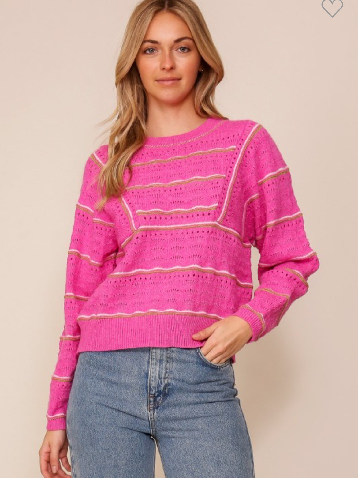 Fuschia textured knit sweater