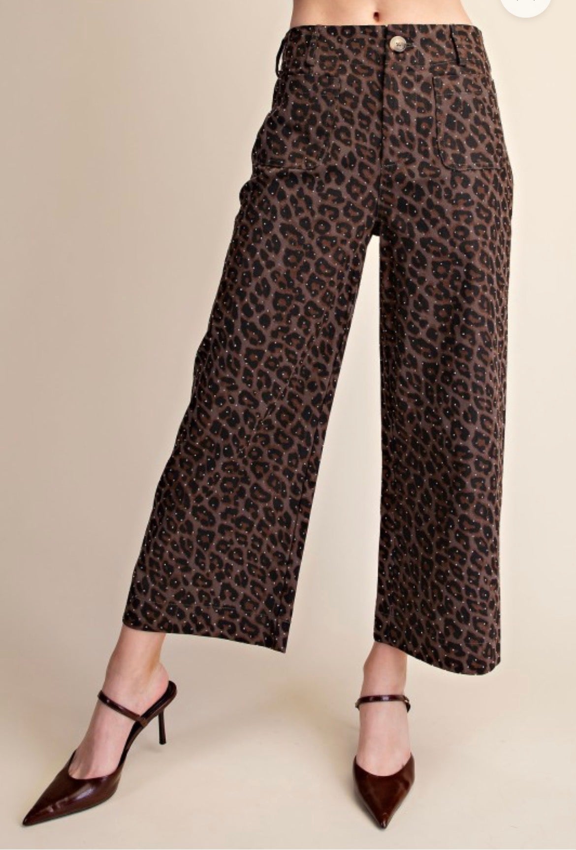 Leopard Colette Cropped Rhinestone Pants