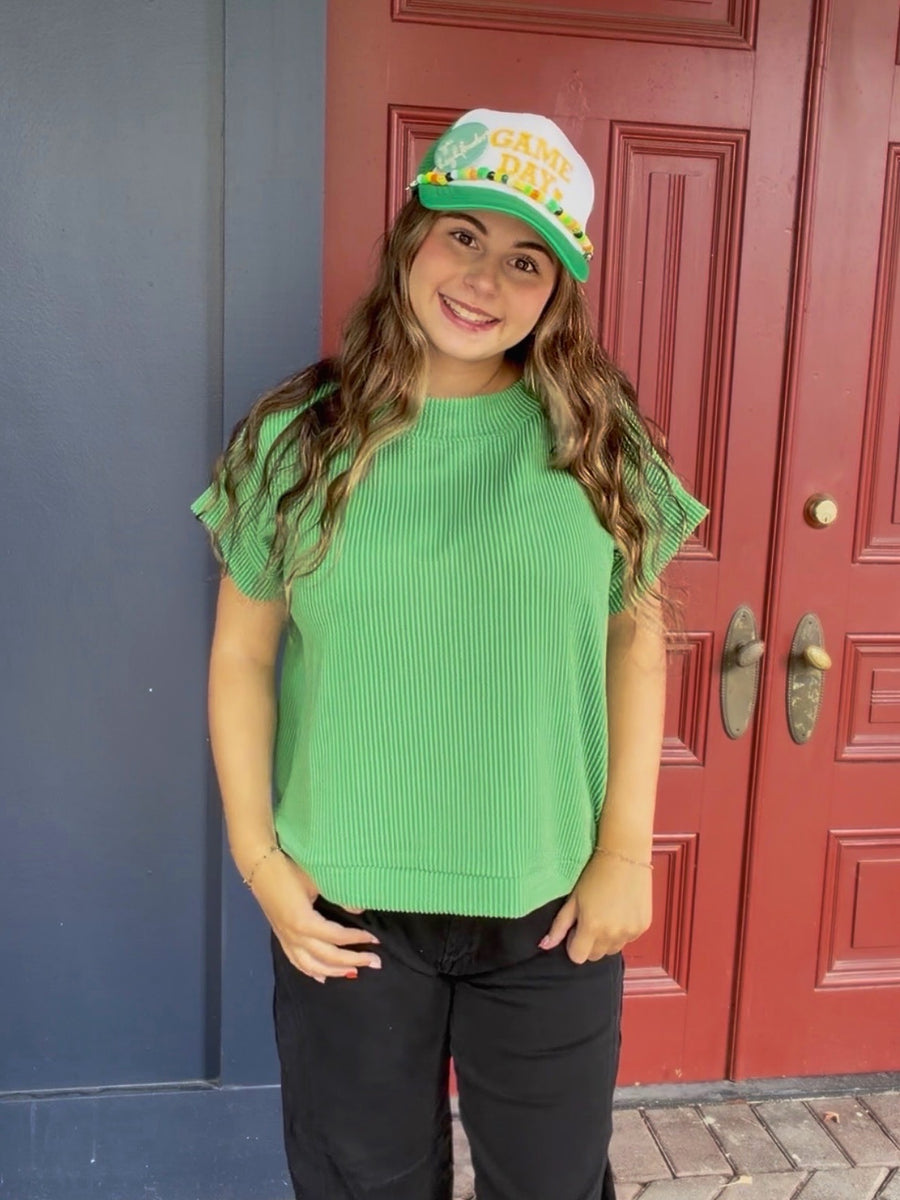 Kelly green raised rib tee