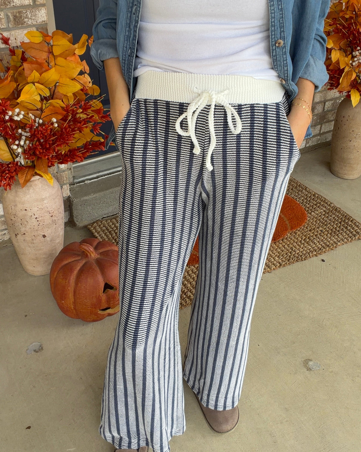 Raised Rib Striped Lounge Pants