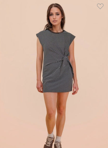 Black striped knit dress